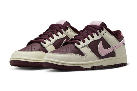 maroon pink and white dunks